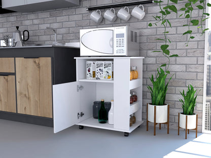 White Kitchen Island Cart - 23.6" Wide Storage for Dining Room