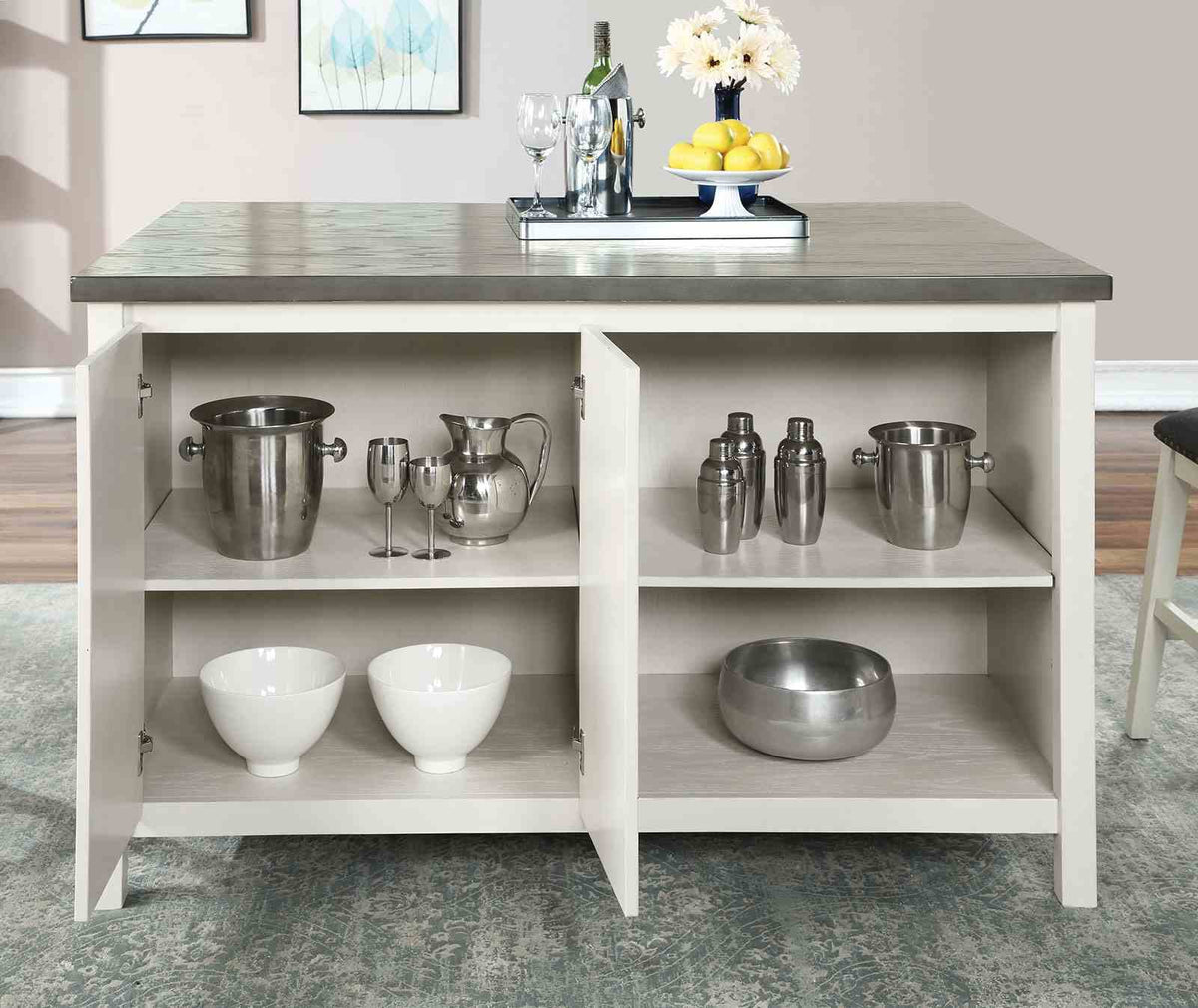 6-Piece Dark Gray Dining Table with 6 Stools for Dining Room
