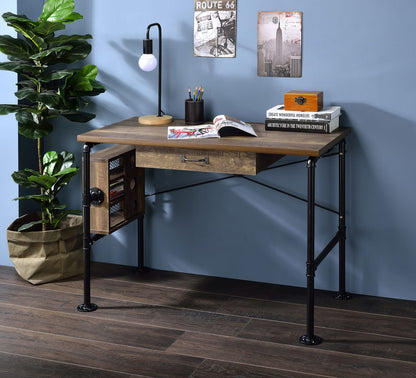 Black Oak Writing Desk with Storage Drawer