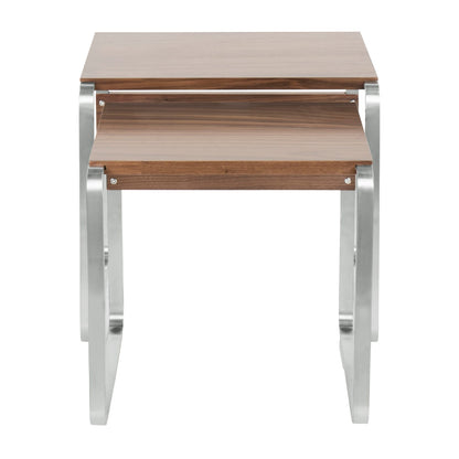 Mid-Century Nesting Tables - Walnut & Stainless Steel