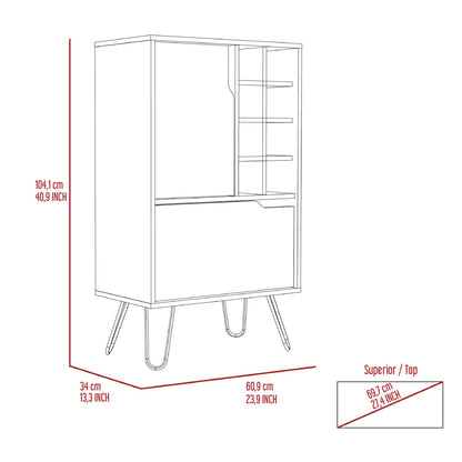 Light Gray Bar Cabinet with Wine Racks - 23.9" W for Living Room