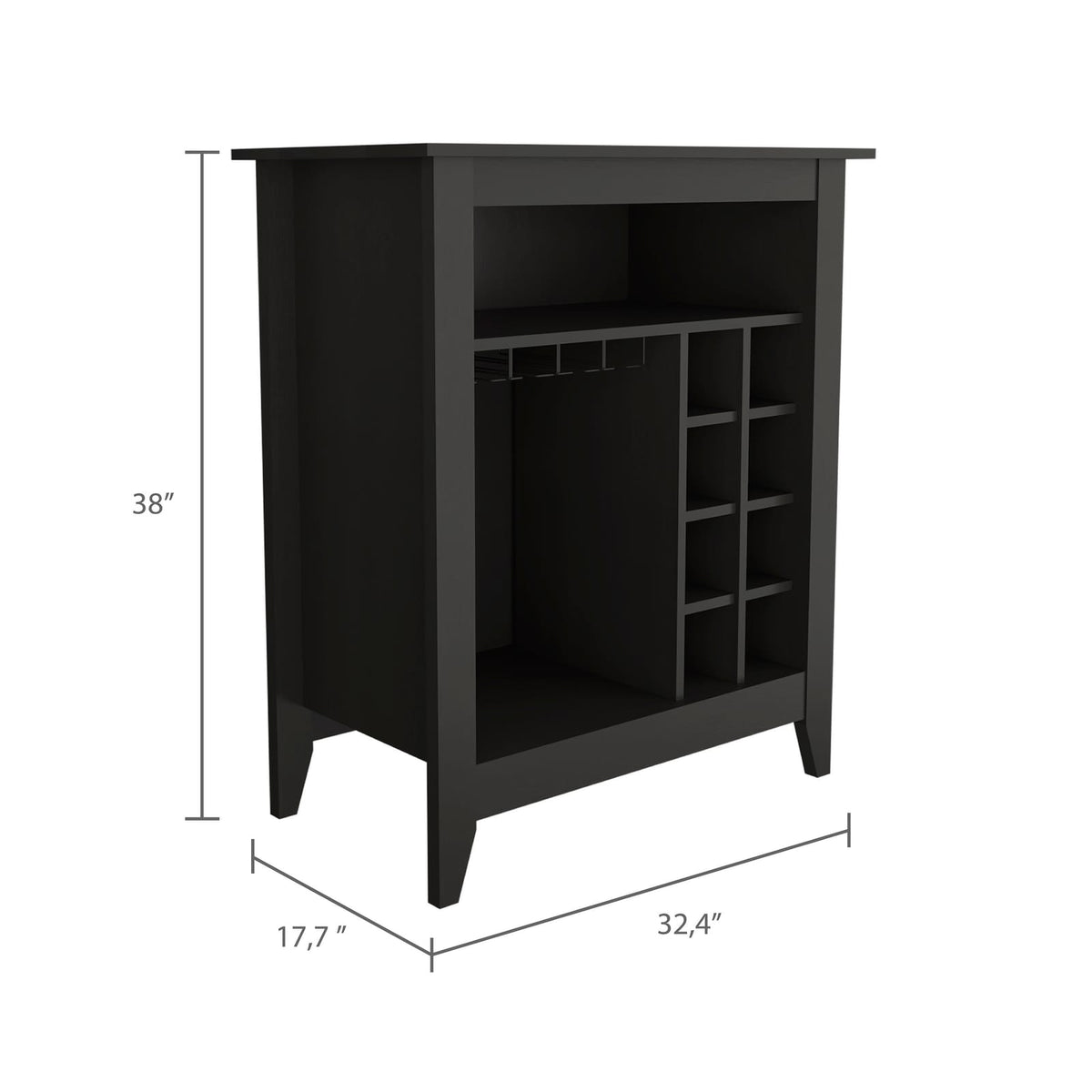 Black Bar Cabinet with Wine Racks - 32.5'' Server