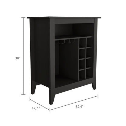 Black Bar Cabinet with Wine Racks - 32.5'' Server