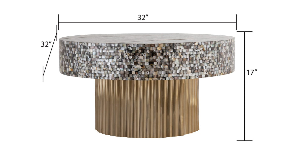 T 1207-32 Coffee Table - Antique Brass & Mother of Pearl