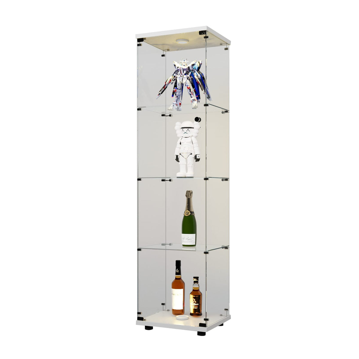 Glass Display Cabinet - 4 Shelves White