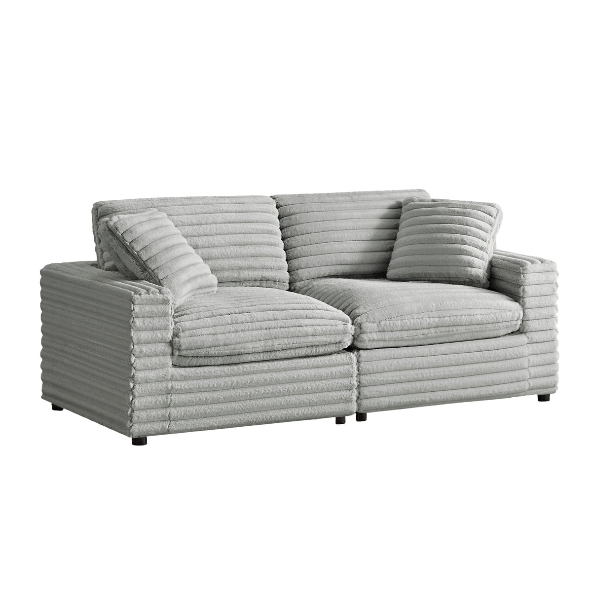Gray Polyester Modular Sectional Sofa - 2 Pieces for Living Room