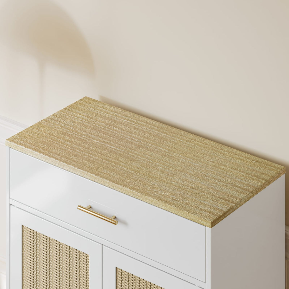 White Cat Litter Box Cabinet - 31.75" Storage with Scratch Pad