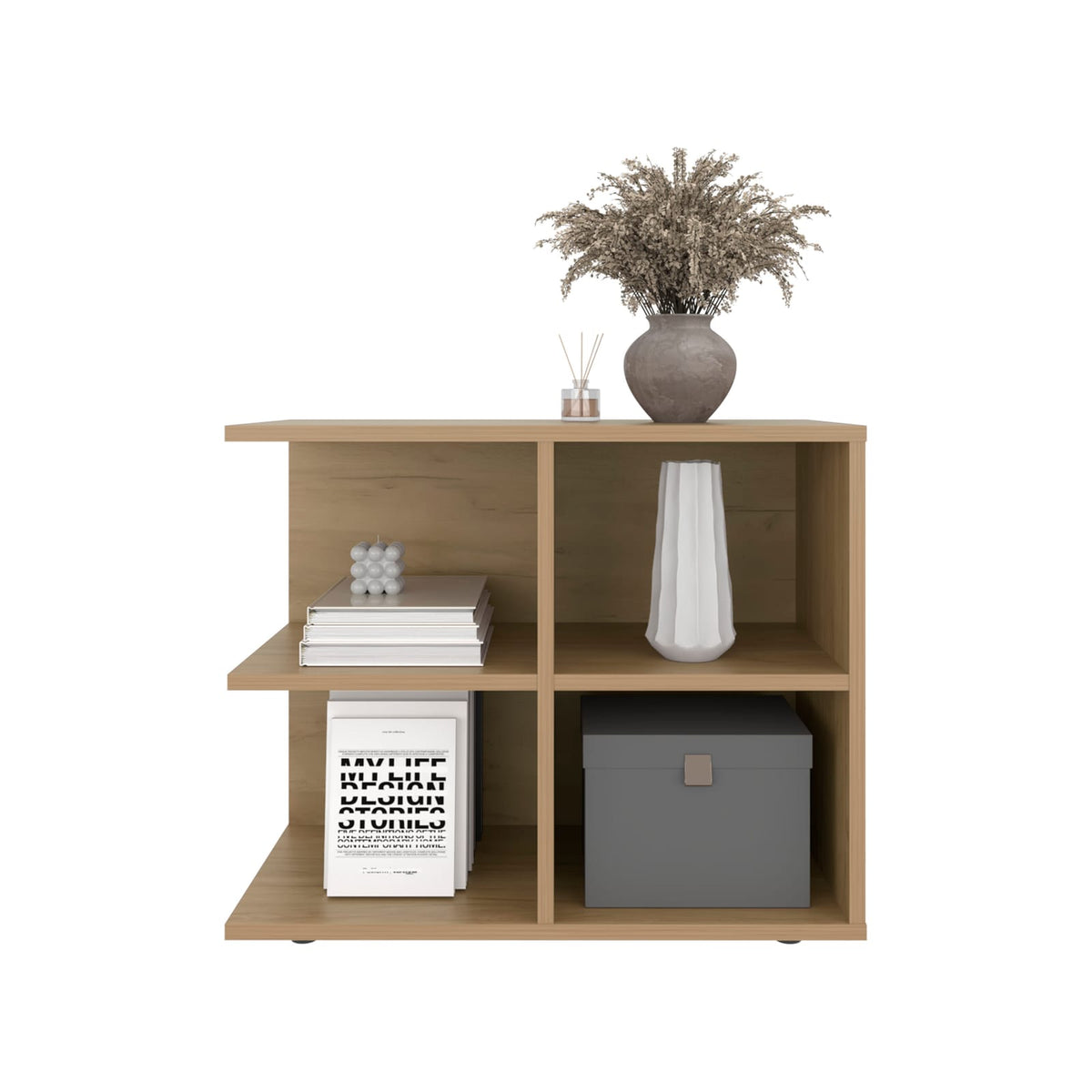 Beige Brown 4 Shelf Console Table - Primary Living Space