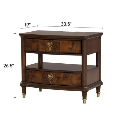 Traditional Cherry Nightstand with USB - Bedroom Storage