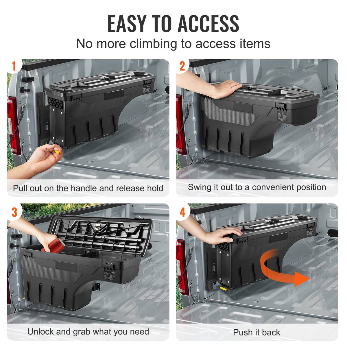 Lockable Truck Bed Toolbox - 6.6 Gallon ABS Storage Box