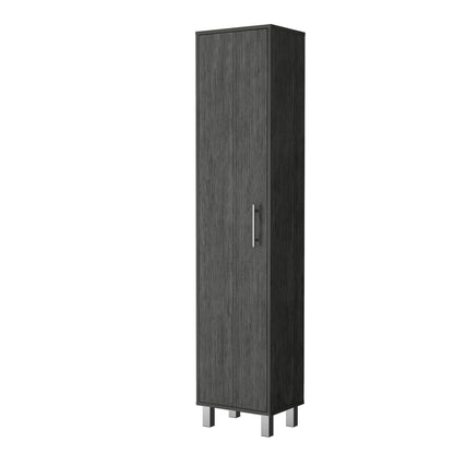 Smoke Gray Tall Storage Cabinet with 5 Shelves