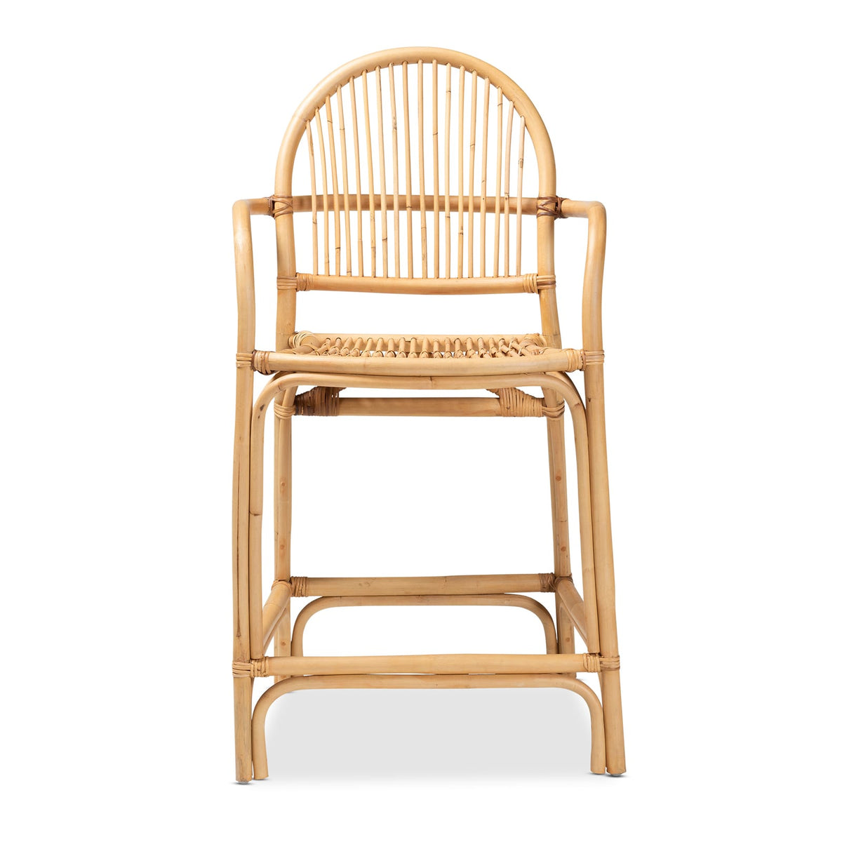 Brown Rattan Counter Stool - 22.5" Round