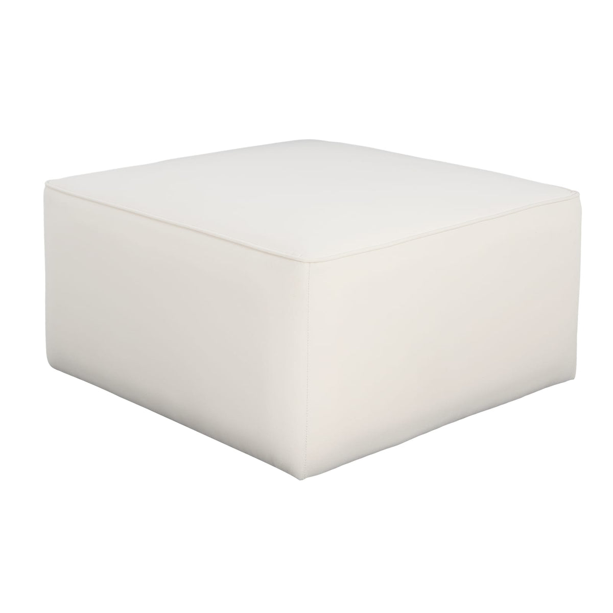 Cream Corduroy Ottoman - Square Storage Footrest