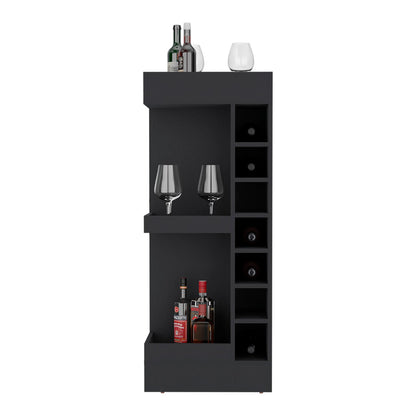 Black Engineered Wood Storage Cabinet with 16 Shelves for Living Room