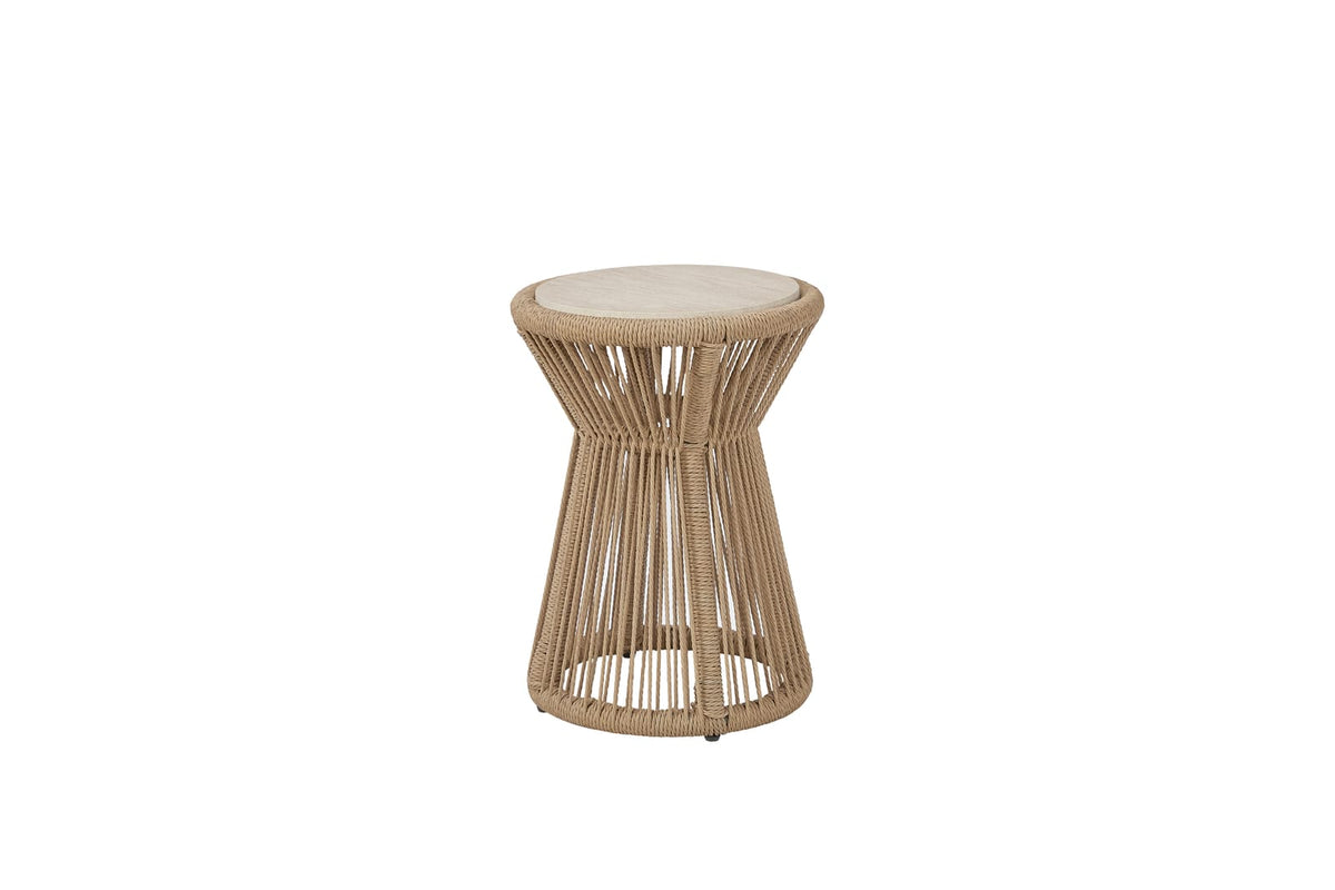 Beige Rope Accent Table with Cylindrical Design for Living Spaces for Living Room