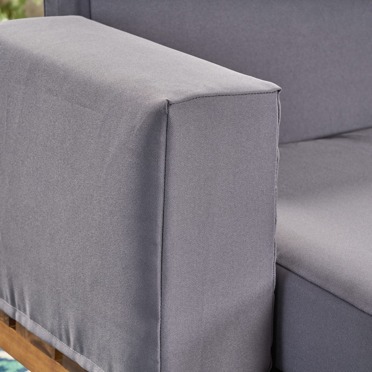 Natural Grey Acacia Wood 2 Seater Sofa for Garden Patio