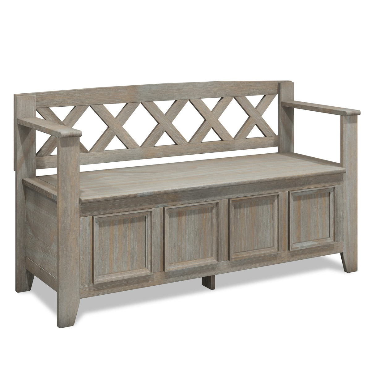 Light Brown Wood Entryway Bench with Storage