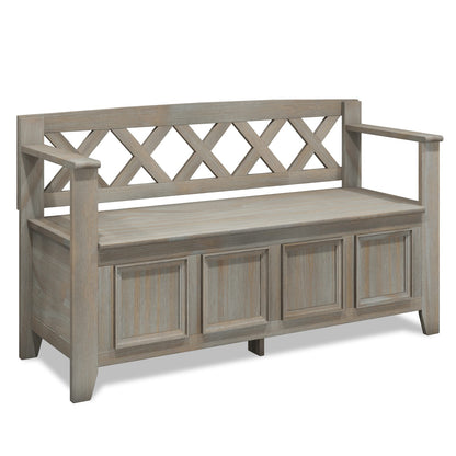 Light Brown Wood Entryway Bench with Storage