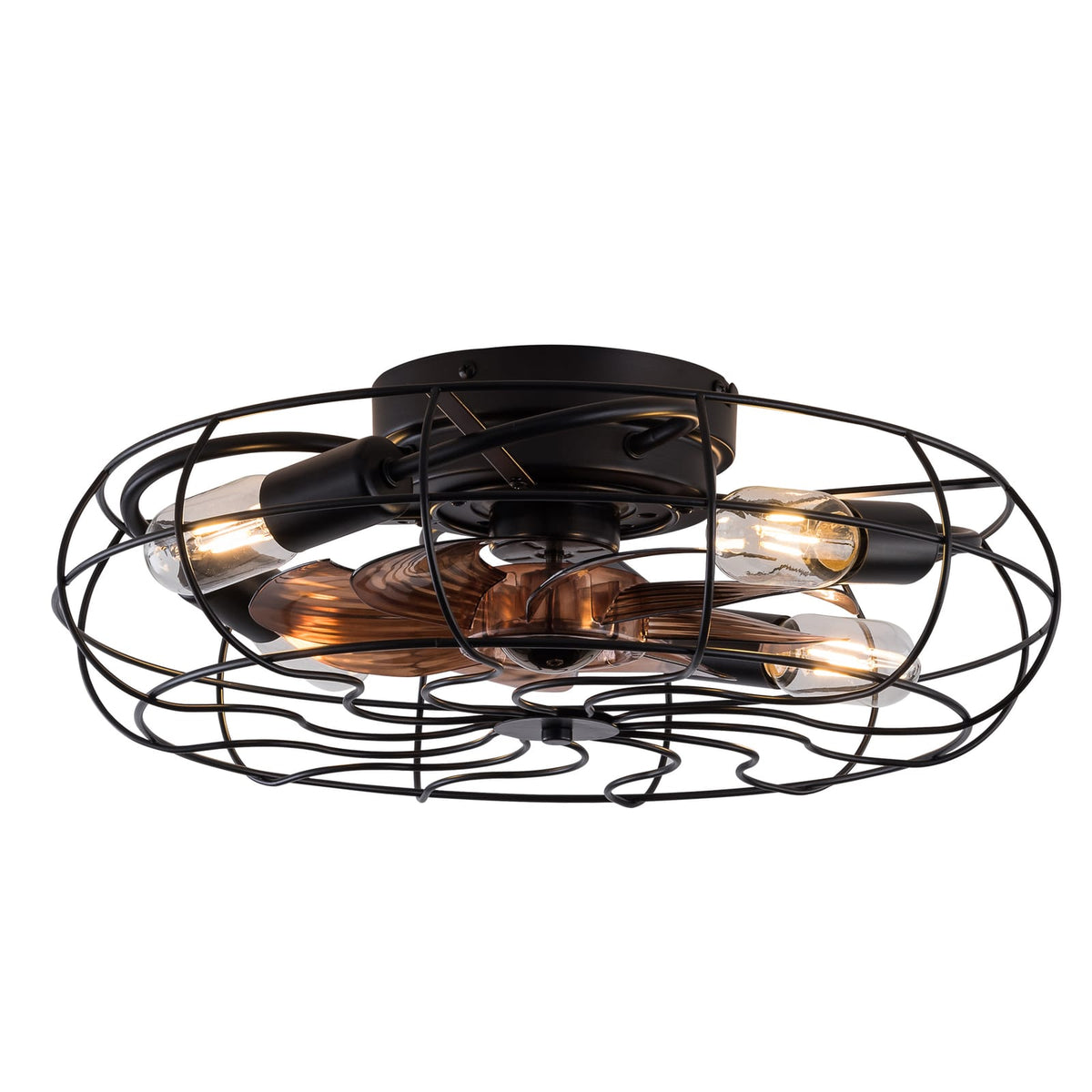 Slim Black Ceiling Fan with Reversible Control for Bedroom