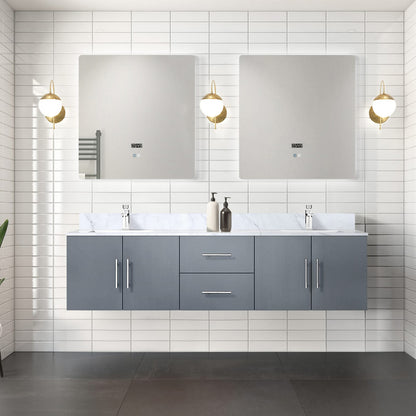 72 Inch Dark Grey Bathroom Vanity with Marble Top