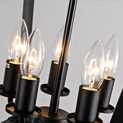Farmhouse Lantern Chandelier - 5 Light Black Iron Ceiling Fixture