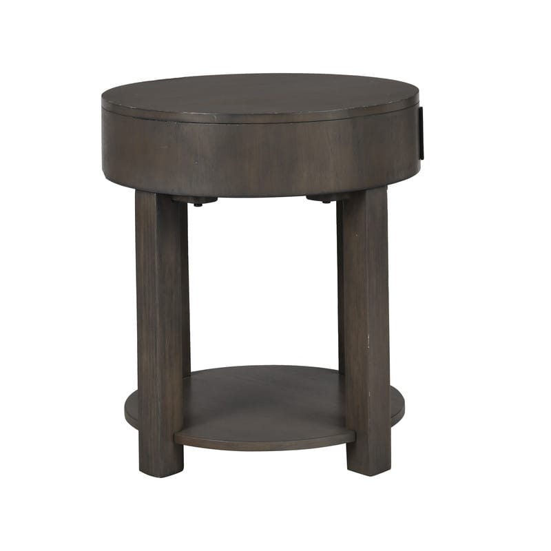 Jonah 20" Light Brown End Table - USB Ports & Storage