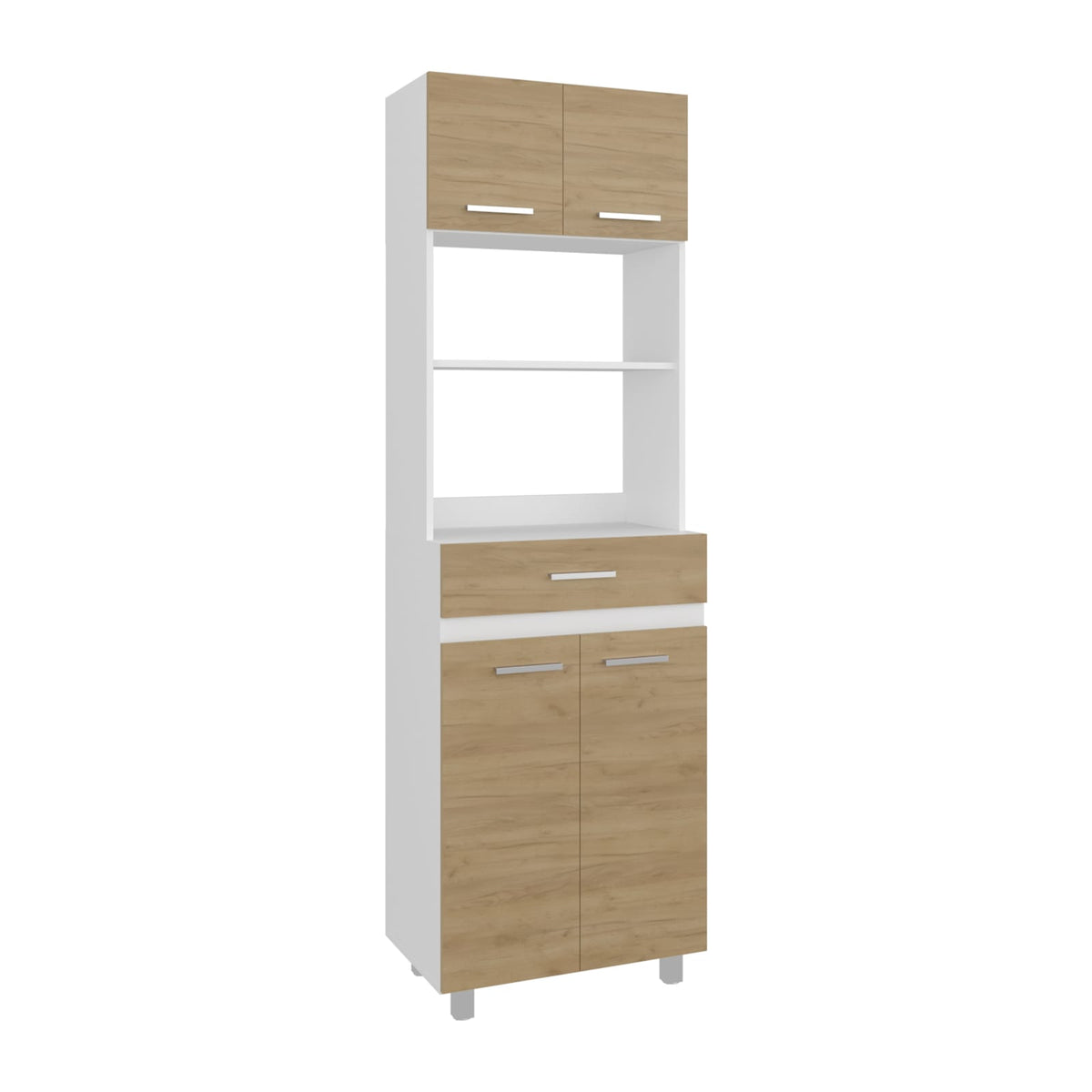 Sicilia Pantry Cabinet - White/Natural Oak Kitchen Storage Unit