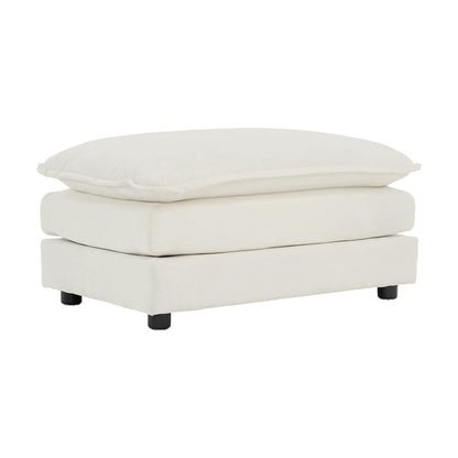 White Chenille Footrest Ottoman - Plush Comfort Accent