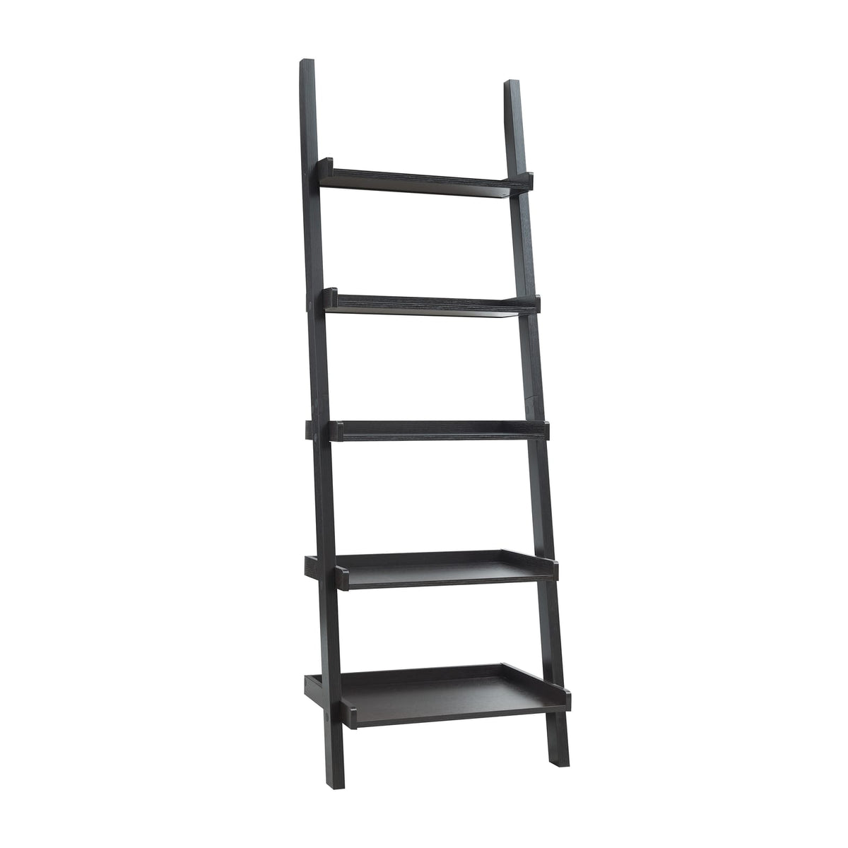 Espresso 72" Five Shelf Ladder Bookcase for Living Room