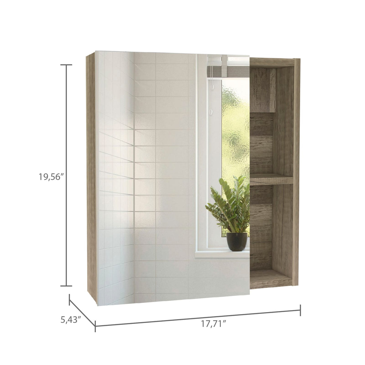 Walnut Particle Board Bathroom Storage Cabinet for Mirror Organization