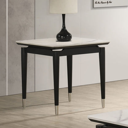 Contemporary End Table - Black & White Sintered Stone