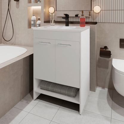 White Bathroom Vanity with Two Doors & Storage