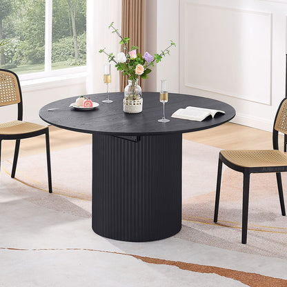 Black MDF Expandable Dining Table for Modern Kitchen Dining Room for Living Room