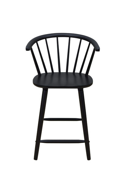 2pc Black Contemporary Counter Height Stool Chair Spindle Back Wooden Kitchen