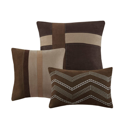 Queen Brown Polyester Comforter Set 7 Piece