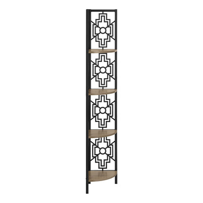 4 Tier Taupe Metal Etagere Bookcase - Corner Shelf Display