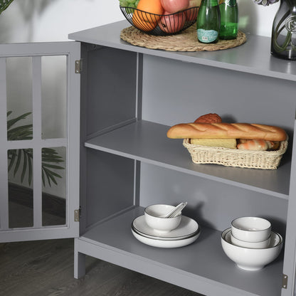 Grey MDF Buffet Cabinet - Kitchen Storage Sideboard