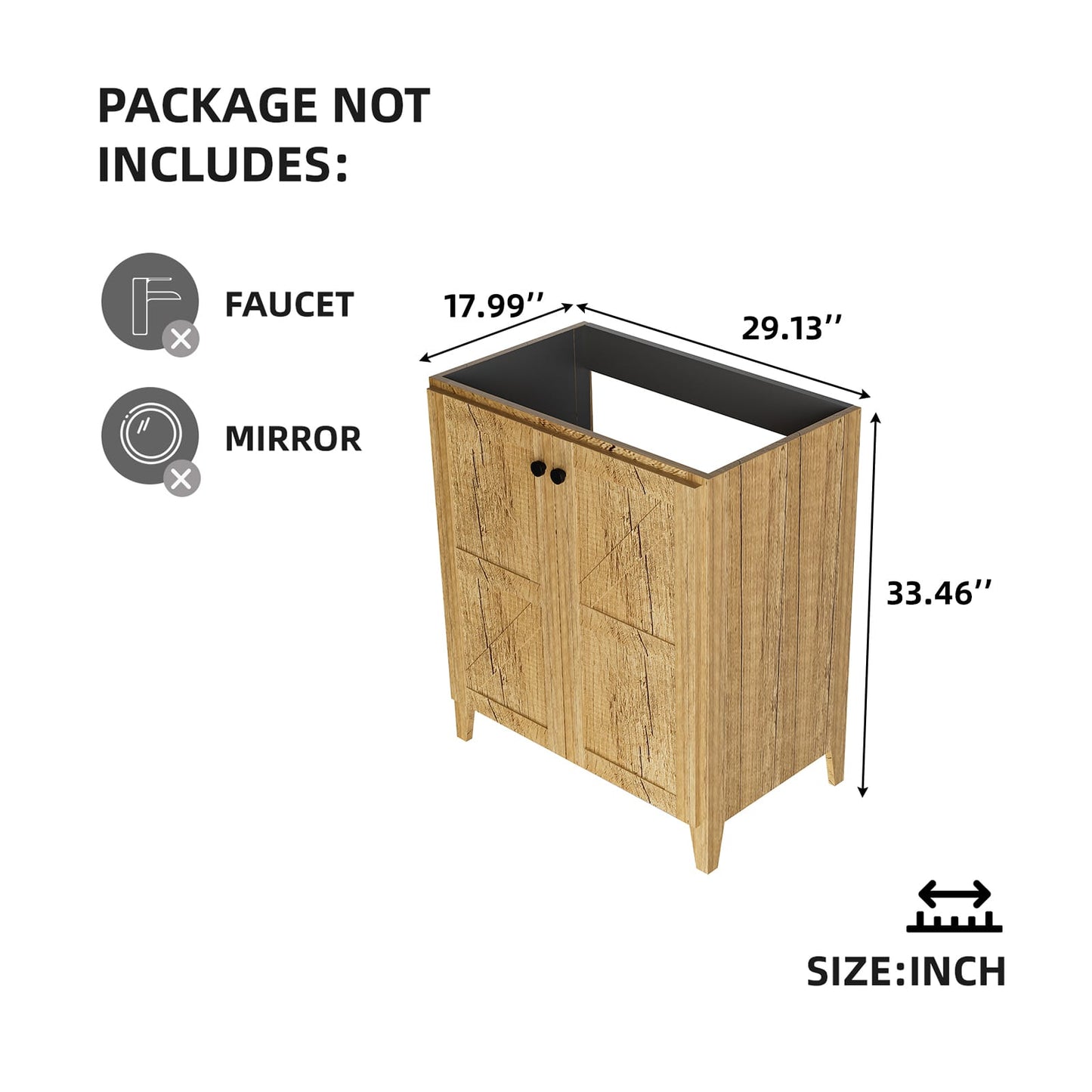 Dark Yellow MDF Bathroom Vanity Cabinet - 30 Inch