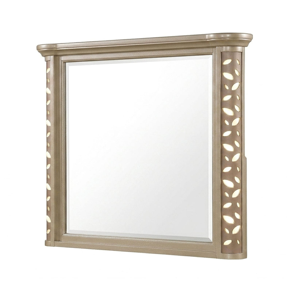 Beige Traditional Dresser Mirror with LED Lighting