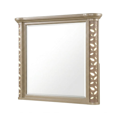 Beige Traditional Dresser Mirror with LED Lighting