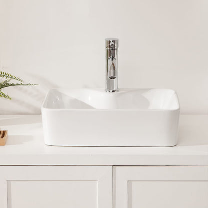 19"x15" White Ceramic Rectangular Vessel Bathroom Sink - Stain Resistant