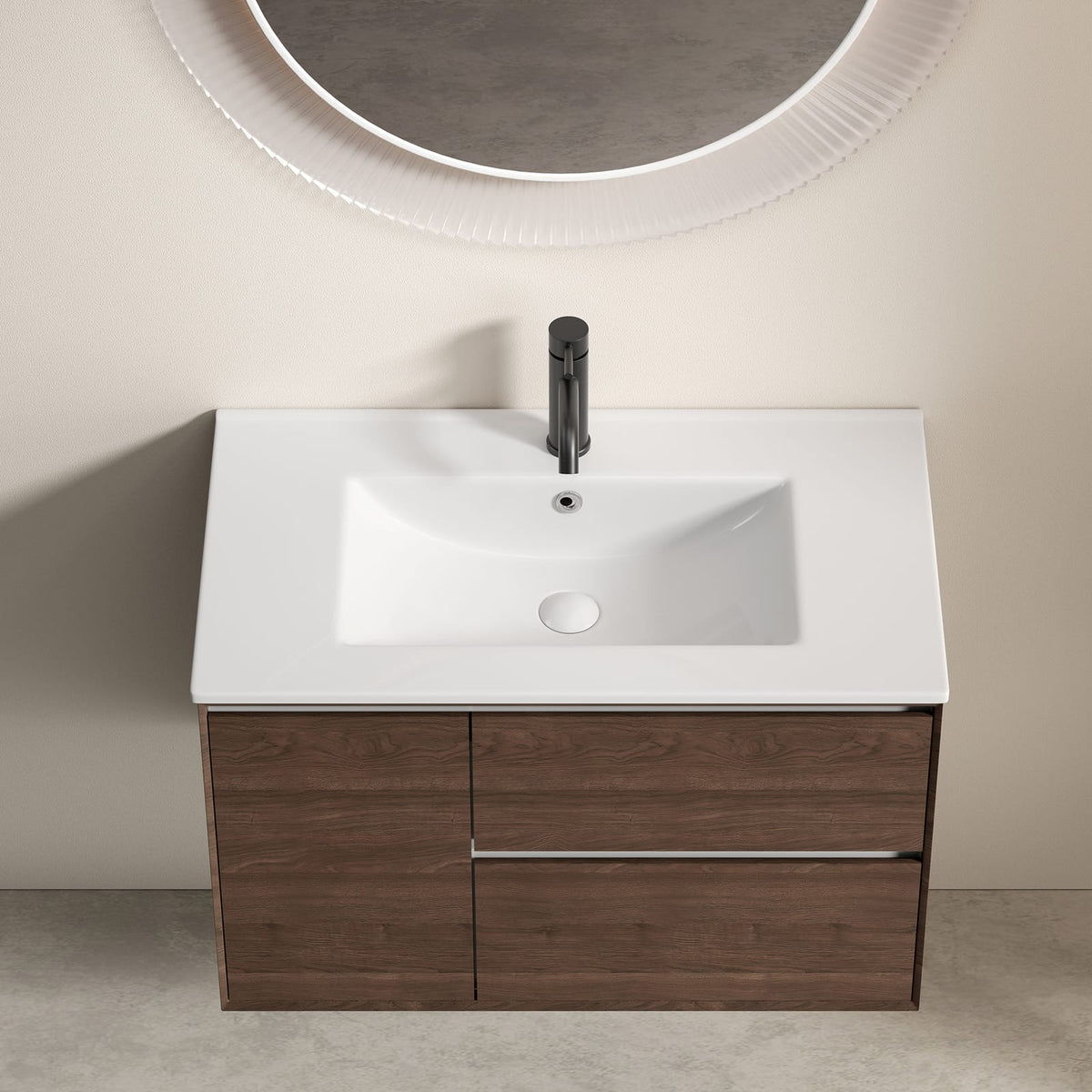 30 Inch White Ceramic Bathroom Vessel Sink - Overflow Included