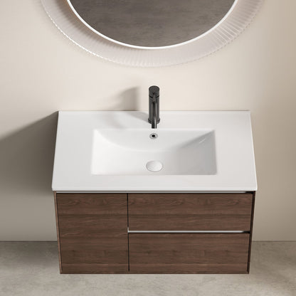 30 Inch White Ceramic Bathroom Vessel Sink - Overflow Included