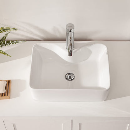 19"x15" White Ceramic Rectangular Vessel Bathroom Sink - Stain Resistant