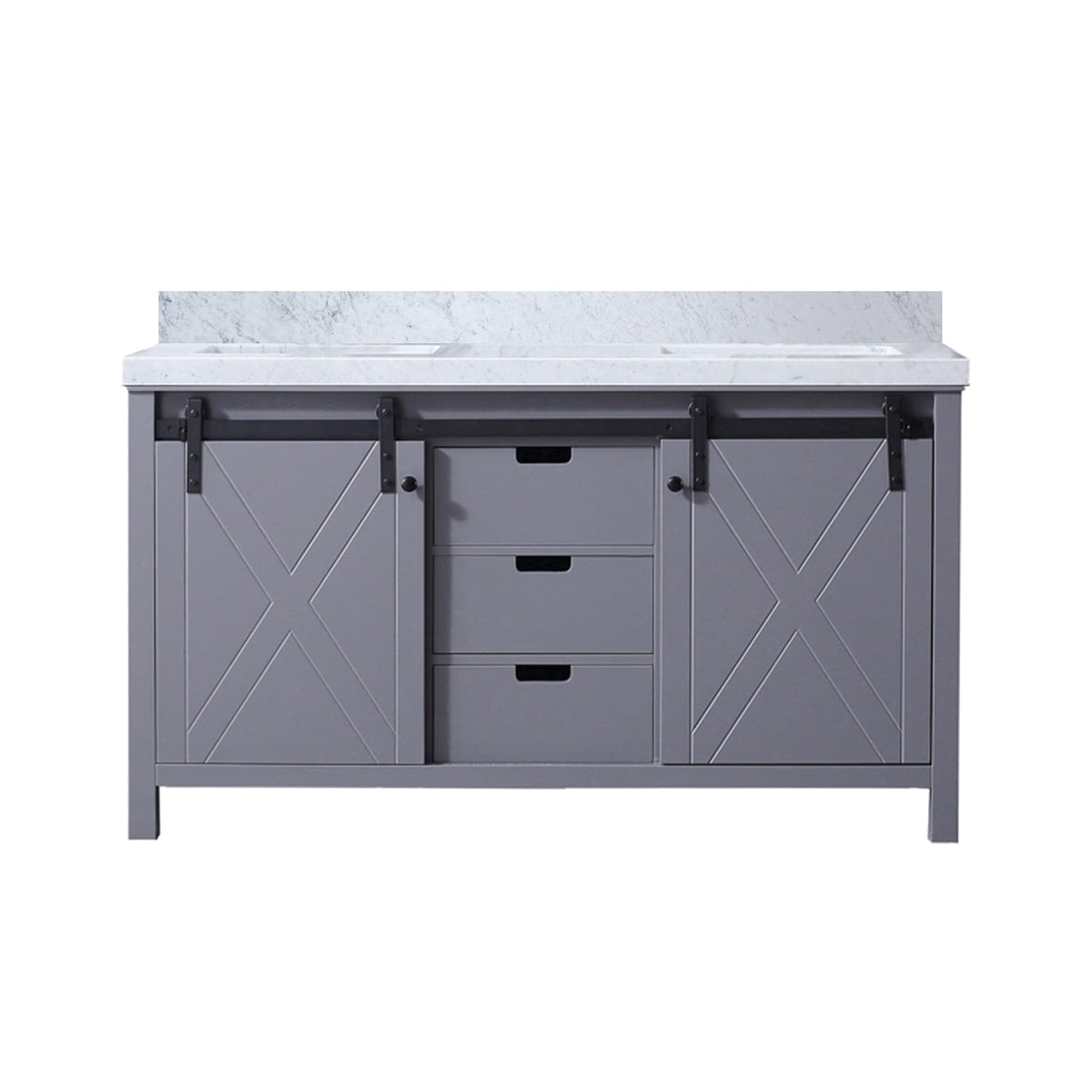 Dark Grey Bathroom Vanity with Marble Top - 60" Wide
