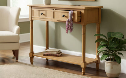 TREXM Daisy Series Console Table - Natural Solid Wood