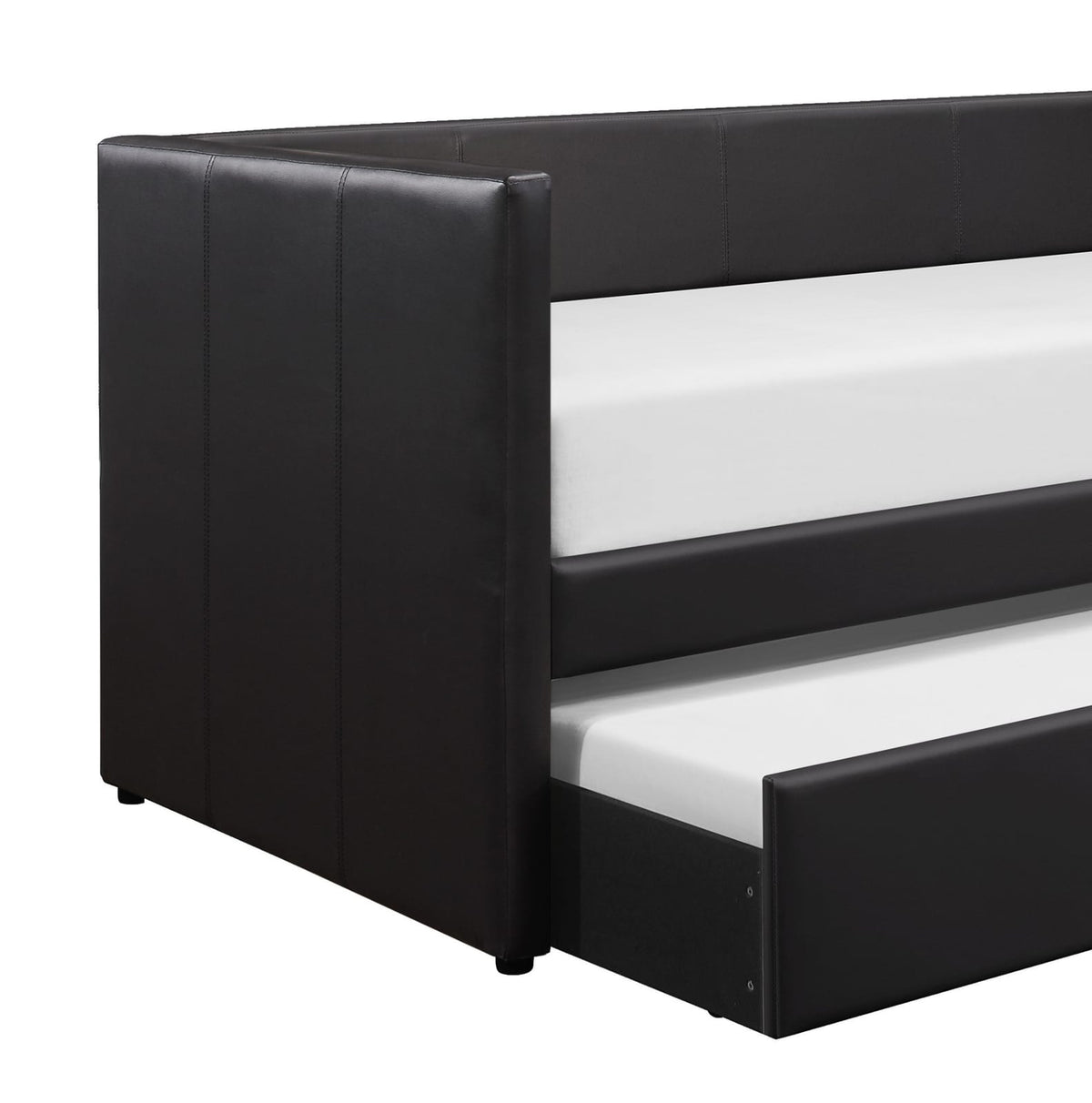 Black Faux Leather Sofa Bed with Trundle - Contemporary Design for Living Room