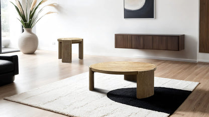 Oak End Table - 20" Round Contemporary Design