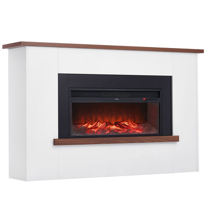 65.5 Inch Electric Fireplace Stove - Black White Steel