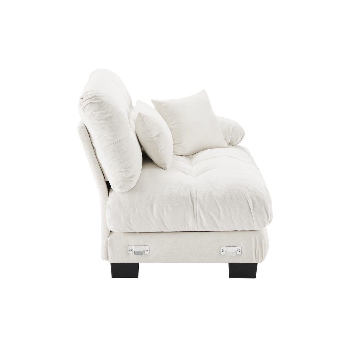 White Chenille 1 Seat Sofa with Solid Wood Frame for Guest Room for Living Room